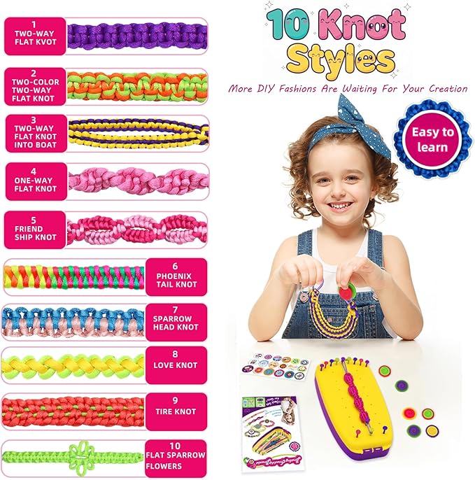 Braided Friendship Bracelet Making Kit for Girls 6-12, DIY Arts & Crafts String Toy Bulk Set, Kids Paracord Jewelry Maker, Popular Creative Christmas Birthday Gifts for Kids Ages 7 8 9 10 11(112PCS)