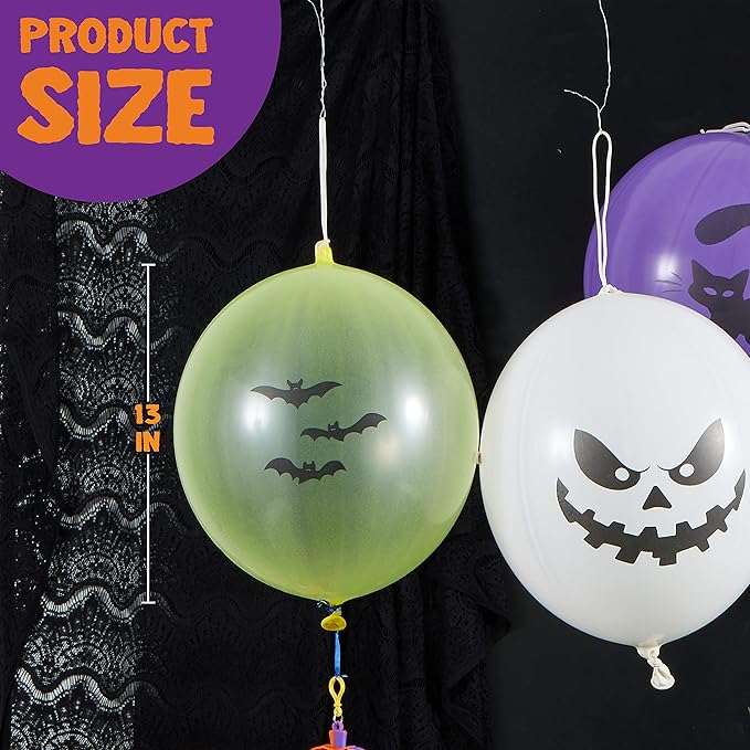 JOYIN 36 Pieces Halloween Punch Balloons for Kids Game Birthday Party Favor Supplies Decorations, Trick or Treat Toys, School Classroom Game Goodie Bags Stuffers