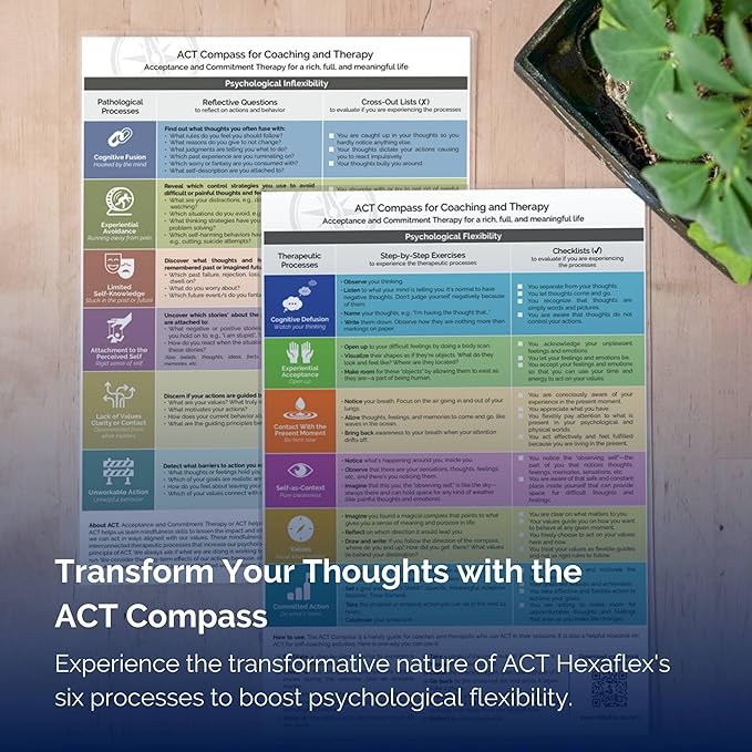 metaFox ACT Compass for Coaching & Therapy | Russ Harris ACT-Based Mindfulness & Emotional Coaching Tool for Therapists, Coaches, & Self-Guided Growth | ACT Hexaflex Guide for Professionals