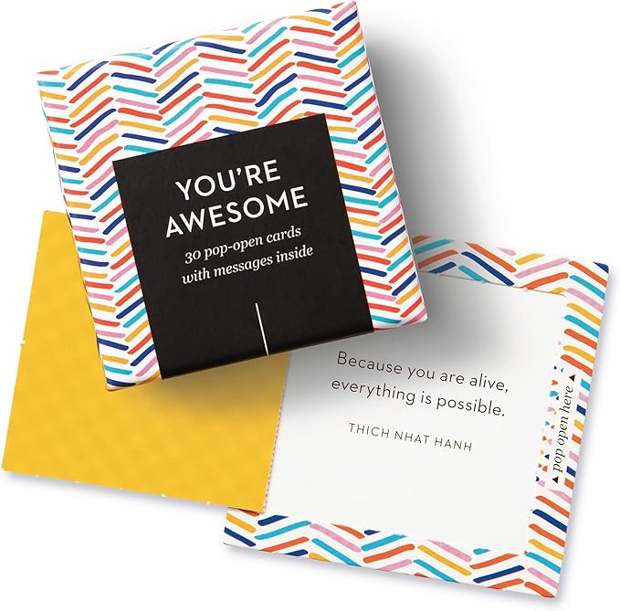 Compendium ThoughtFulls Pop-Open Cards — 4-Pack of You're Awesome, Smile, Be Happy, Thanks — 120 Pop-Open Cards, Each with a Different Message Inside