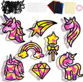 QOUBAI 32 Sets Unicorn Rainbow Suncatchers Craft Kit DIY Window Stained Glass Effect Diamond Star bow Paper Crafts Home School Classroom Decoration Kid Birthday Gift Creative Art Project Activity Game