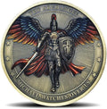 Archangel Michael Challenge Coin Religious Art Collectible with Inspirational Scripture Psalm 91:10 – 11 (Single Coin)