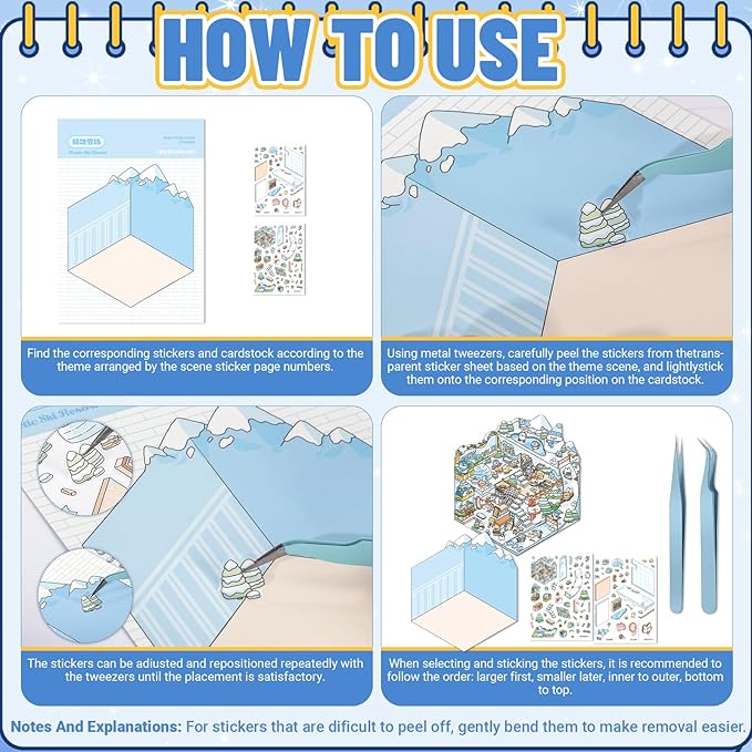 20 Sets DIY 3D Sticker Scene Book,Cute Cartoon Animal Isometric Scene,DIY 3D House Stickers Set,Sticker Therapy for Adults Kids,Conduce to Relief Stress Pass The Time,Christmas Gifts for Kids