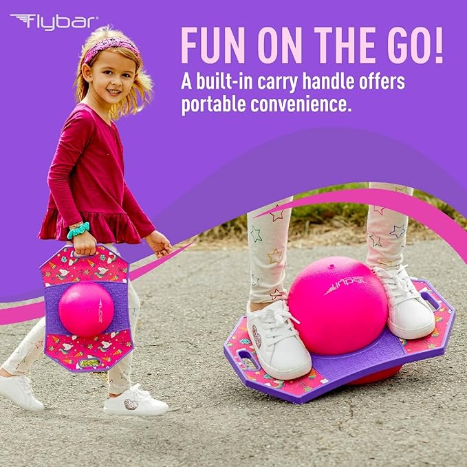 Flybar Pogo Trick Ball for Kids – Balance Bounce Board with Anti-Slip Deck – Pump Included - Indoor & Outdoor Toys for Boys and Girls Fun Way to Reduce Screen Time Supports up to 160 lbs – Ages 6+