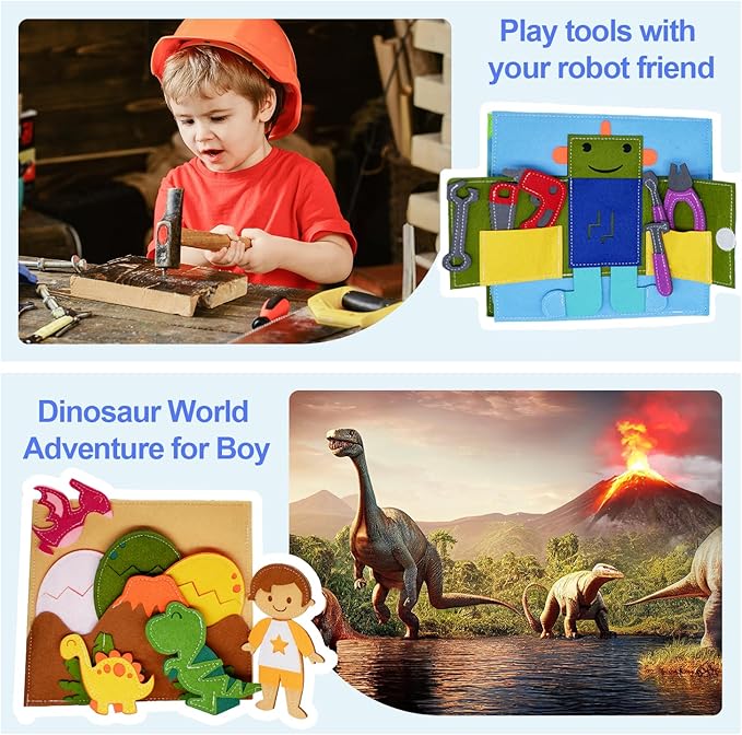 Montessori Felt Busy Book Toddlers Quiet Book Preschool House Pretend Play Early Learning Educational Travel Toys for Kids Age 2 3 4 5 6 Travel Essentials Daily House Learning Activitie Boys Gift
