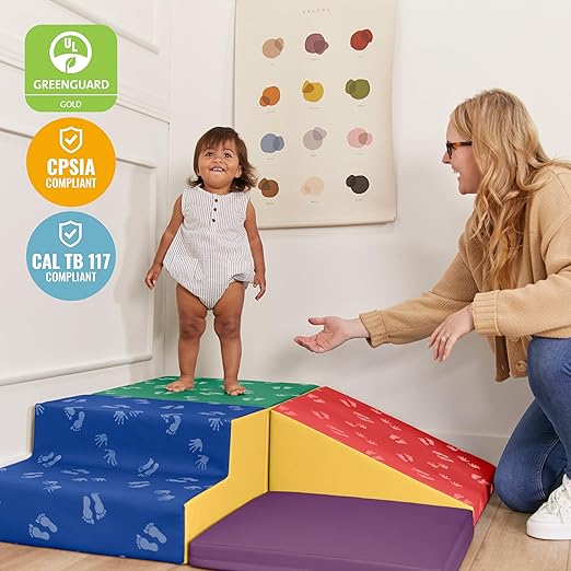 ECR4Kids SoftZone Little Me Corner Climber, Toddler Playset, Assorted, 4-Piece