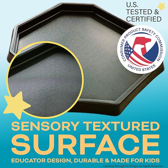Tuff Tray for Sensory Play (Large, Black) – Premium Textured Play Tray for Toddlers – Sand and Water, Sensory Bin for Preschool, Montessori, Classroom & Home