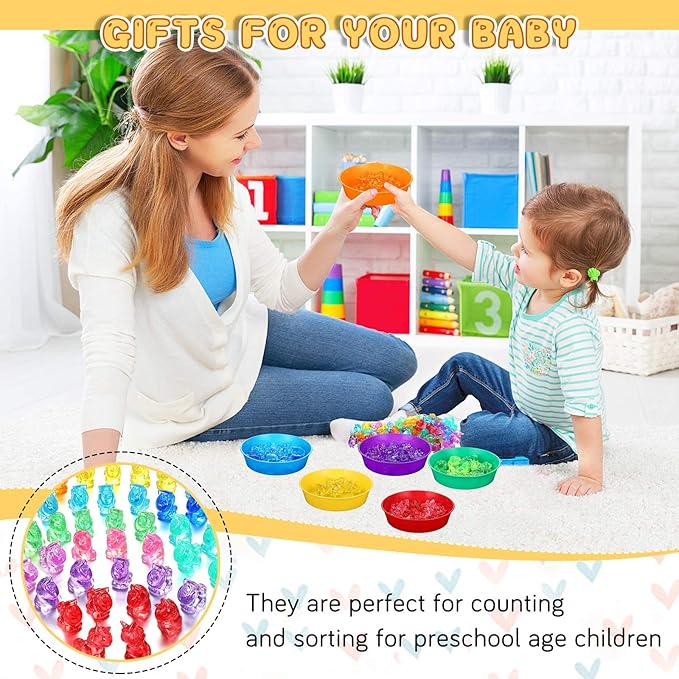 Leitee 62 Pcs Sensory Bin Filler Include 50 Unicorn Acrylic Beads 4 Tweezers 2 Scissors Clips 6 Cups Fine Motor Toys Set for Boys Girls Early Education and Counting Sorting Training