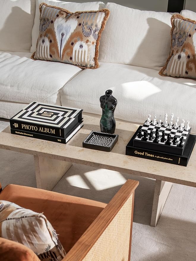 Printworks Art of Chess – Black & White Wooden Chess Set with Acrylic Board – Stylish Coffee Table Game for Adults & Kids Ages 5+ – Multilingual Instructions Included