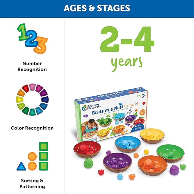 Learning Resources Birds in a Nest Sorting Set, Fine Motor Toy