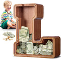 Summidate Large Wooden Piggy Bank for Kids Adults, Alphabets Letter A-Z Piggy Bank for Boys Girls, Coins Bills Change Bank Box Personalized Initial Name Kids Money Bank for Birthday Present and Decor