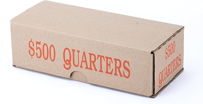 Quarter Storage Box Orange Holds 50 Wrapped Coin Rolls, 10 Boxes