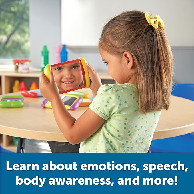Learning Resources All About Me 2 in 1 Mirrors - 6 Pieces, Ages 18+ Months, Toddler Social Emotional Learning Toys, Mirror for Kids