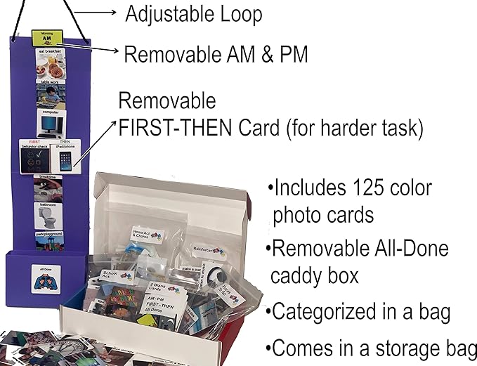 Visual Schedule for Kids – 133 Durable Plastic Picture Cards with Soft Loop Coins | Daily Routine & Chore Reward Chart for Home, School, Autism, ADHD & Special Needs Behavior Support.