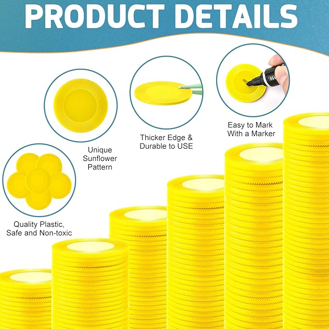 Coopay 600 Pieces Plastic Poker Chips Bingo Chip Bulk Learning Counters Disks Poker Card Game Counting Markers for Math Practice, Game Tokens and Teaching Rewards, 38 mm/ 1.5 Inches (Yellow)