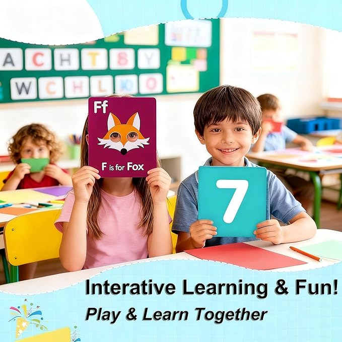 46 PCS Alphabet Flash Cards,Giant ABC Animal Flash Cards for Toddler,46 Lowercase and Uppercase Letter Cards,Educational Learning Games for Kids,Preschool Kindergarten Toys