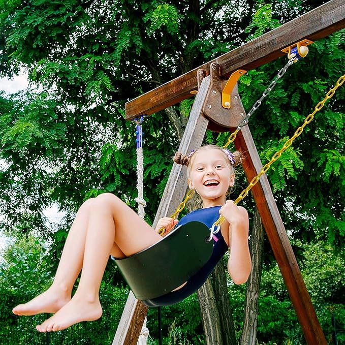 Sunnyglade 2PCS Swings Seats Heavy Duty with 66" Chain, Playground Swing Set Accessories Replacement with Snap Hooks, Support 250lb (2, Green)
