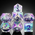 Sharp Edge Dice with Iridescent Plating, DNDND Handmade Liquid Core Resin D&D Dice Set with Dragon Metal Gift Case for Dungeons and Dragon Tabletop Games (Iridescent Plating Liquid)