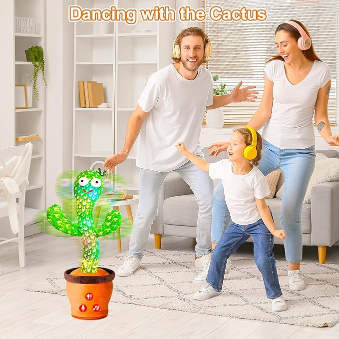 Volume Adjustable Dancing Talking Cactus Toy, Interactive Baby Toys Mimicking Singing Repeating, Kids Baby Toys Gifts for Boys Girls, for Grandkids, Stocking Stuffers for Kids