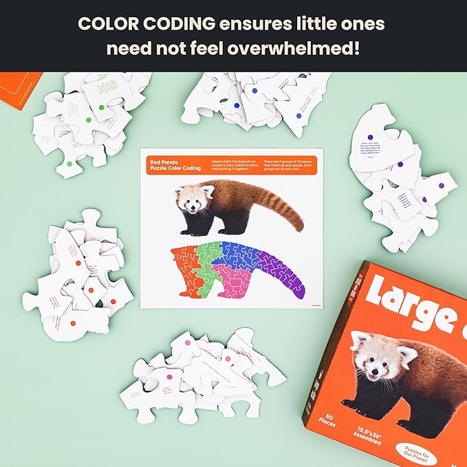Red Panda Floor Puzzle– 50 pcs Life Size Jigsaw Puzzles for Adults, Teens & Kids, Animal-Themed Montessori Toys & Toddler Puzzles, Educational Activities for Children Ages 3+, 24x36