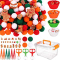200 PCS Christmas Sensory Bin Filler Winter Sensory Bin Items 160 Pompoms 22 Gingerbread Man 8 Cups 6 Tweezers 3 Scissor Clips 1 Storage Box for Christmas Fine Motor Toys Counting Sorting Training