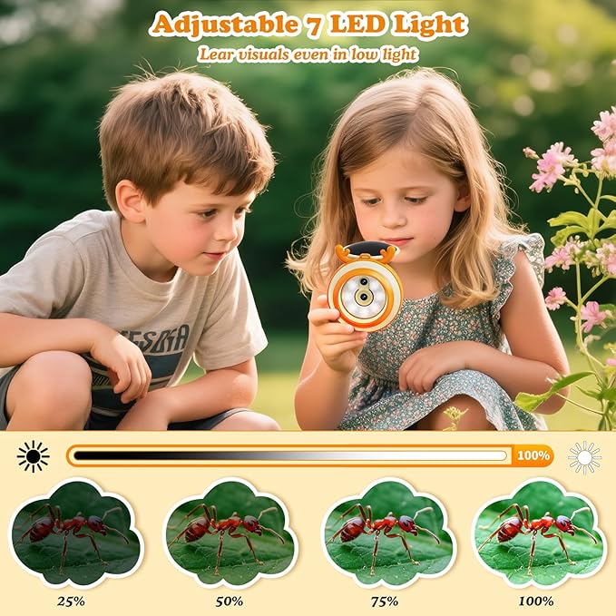 Kids Microscope Camera Gifts and Toys for 4-12 Year Old Boys Girls, Microscope for Kids 2" IPS HD Screen Microscopes Camera, Pocket Microscope Toy Christmas Birthday Science Kits Gift for Ages 3-8