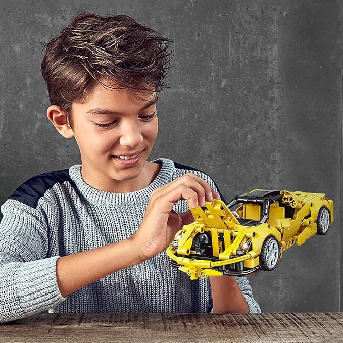 SIENON Technic Super Sports Car Building Kit Pull Back Race Car Toy, Racing Vehicle Collectible Model Supercar Building Construction Toys for Kids Girls Boys Age 6+ (391 Pcs)