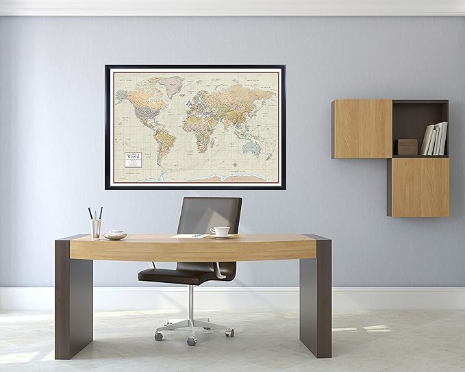 Swiftmaps World Contemporary Premier Wall Map Poster Mural 24h x 36w - LAMINATED
