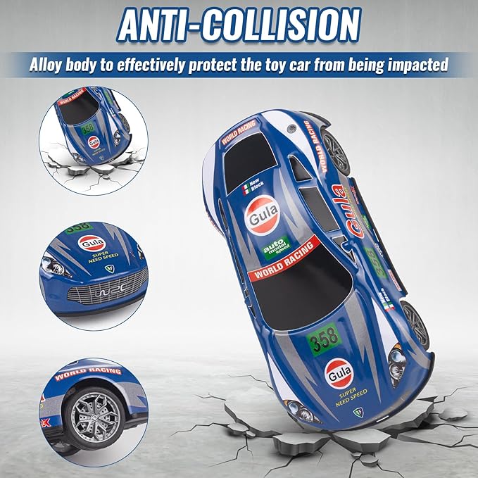 7 Inch Friction Powered Car Toys Set 4 Pack Push and Go Pull Back Race Trucks Toy Cars for Toddlers 3 4 5 6 Year Old Boys Girls Kids Birthday Gifts