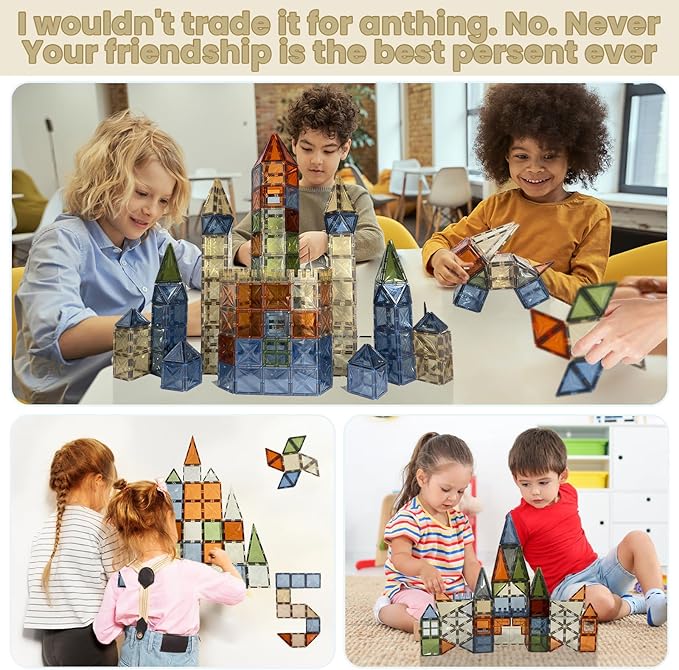Magnetic Tiles, 100PCS Magnetic Blocks for Kids, 3D Diamond Magnet Tiles Building Blocks for Toddlers, Construction STEM Magnet Toys Gift for 3+ Year Old Boys and Girls