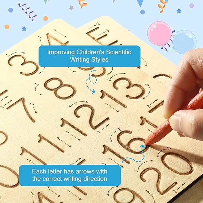 Learn to Write - Number & Letter Tracing Boards for Kids Ages 3-8 Wooden Alphabet Learning Montessori 3 Year Old Toddler Writing Tools Beginners - Homeschool Preschool Classroom Must Haves