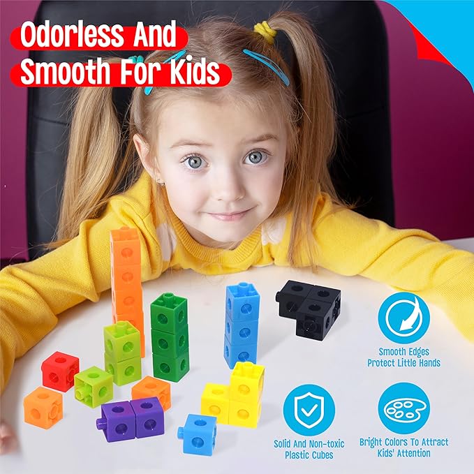SpriteGru 300PCS Math Linking Cubes, Math Cubes Manipulative Connecting and Counting Snap Blocks for Early Math and Construction, Educational Toy for Preschool, Kindergarten, Homeschool