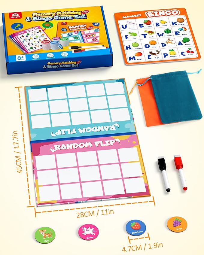 Coogam Alphabet Bingo Game, ABC Letter Learning Matching Board, Color Pattern Recognition Activity, Early Educational Gift Toys for Preschool 3 4 5 Year Old Kids