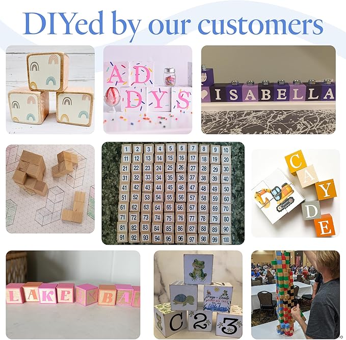 DIY Wooden Cubes 1/2-inch, Pack of 50 Small Blank Wooden Blocks, Unfinished Wood Blocks for Crafts, STEM, Dice, and Building Blocks for Stacking, by Woodpeckers
