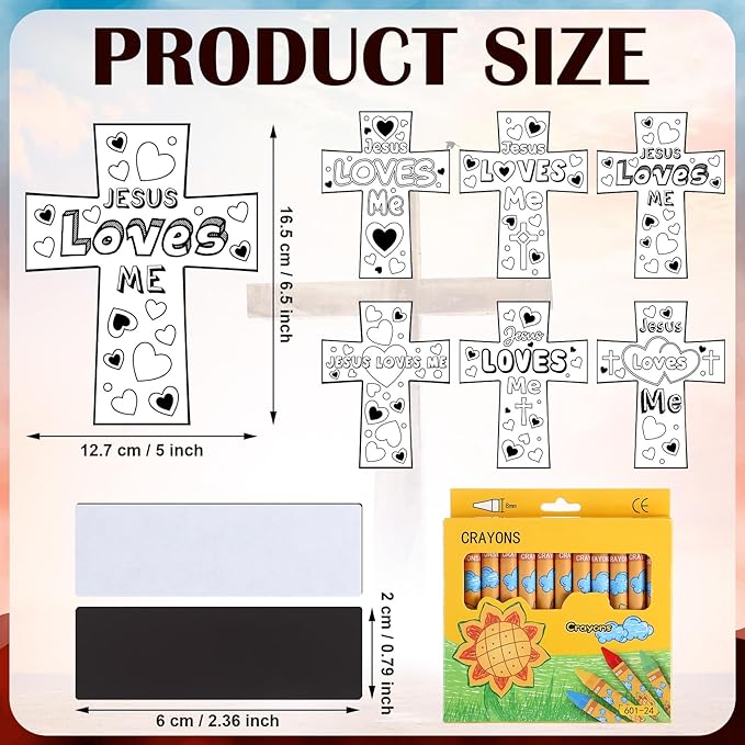 30 Sets Christian Crafts for Kids Religious Sunday School Craft Jesus Loves Me Color Your Own DIY Ornaments for Sunday Classroom Art Party Home Activities