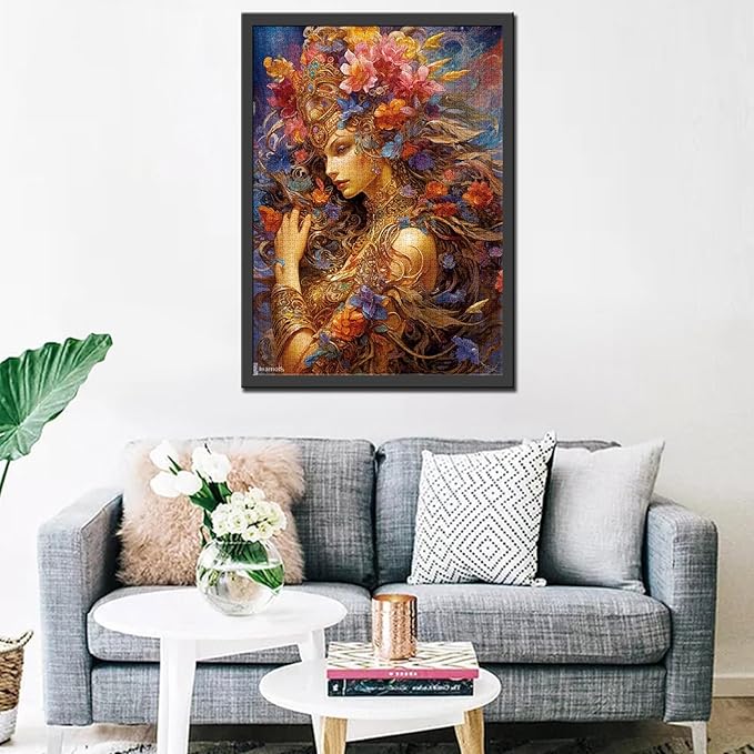 Tucocoo Flower Girl Jigsaw Puzzle 1000 Pieces Puzzles for Adults, Beautiful Woman Goddess Abstract Art Jigsaw Puzzles for Challenging Family Activity Games 27x20 inch DIY Puzzle for Home Decor Gifts