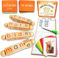 LITTLE BUD KIDS Magic Spin-E Blocks - A Silent E Phonics Toy & Montessori CVCe Reading Blocks for Kids Ages 4–7