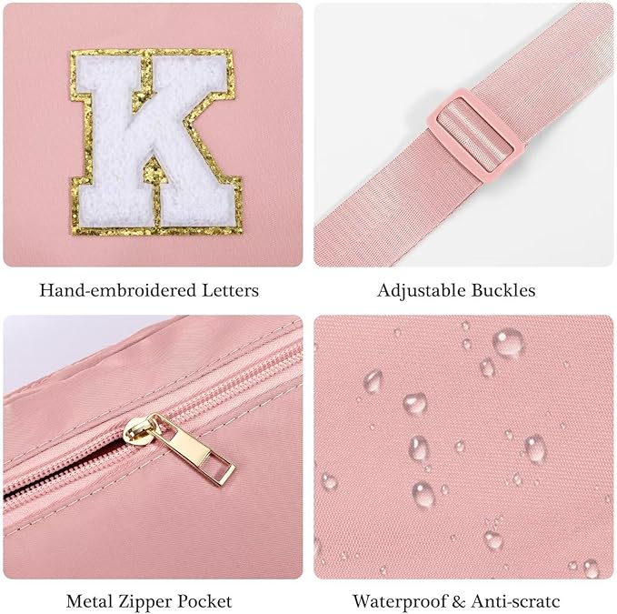 YOOLIFE Friendship Birthday Gifts - Pink Initial Crossbody Bag Belt Bag
