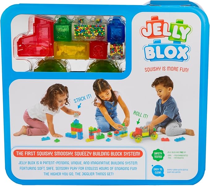 Goliath Jelly Blox Vrooom! Truck Kit | Includes 35 Blocks | Toddler & Preschool Building Blocks Kids Can Squeeze, Stretch, Squish | Safety Tested & Ouch-Free | Tactile, Sensory Play Toy for Ages 2+