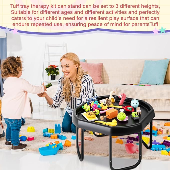 28'' Sensory Tray Large Size Durable Portable Play Tuff Tray with Adjustable Height Stand for Kids Toddlers Indoor Outdoor for Sand Water Block Pasta Rainbow Rice Christmas Novelty Gifts(27.56 Inch)