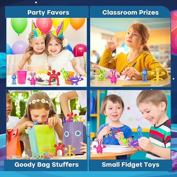 Suction Toy Toddler Bath Toys: No Hole Bath Toy for Boys Girls Gifts - 18PCS Sensory Fidget Toys for Kids - Baby Window Building Toy Gooide Bag Stuffers - Christmas Stocking Stuffers for Kids