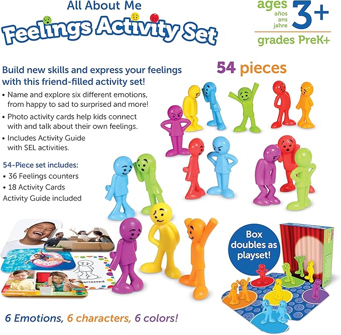 Learning Resources All About Me Feelings Activity Set - Emotional Regulation Tools for Kids, Preschool Classroom Must Haves, Social Skills Activities, People Figurines, Toddler Emotions Gifts