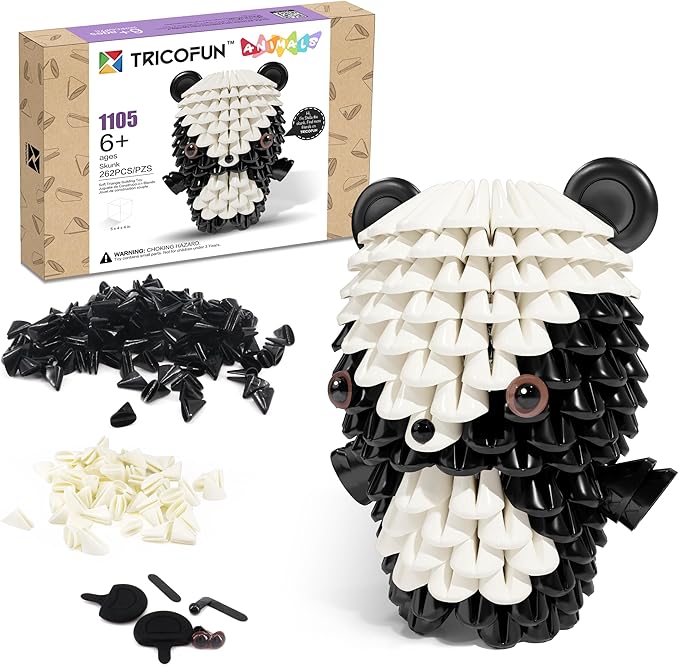 Animals 3D Soft Building Blocks - Cute Animal Kit, Pressure-Relief, STEM Educational Toys, Enhance Hands-On Skills Interlocking Building Blocks (1105-SKUNK)