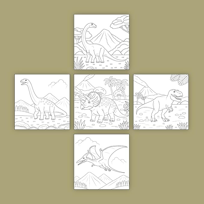 ArtPops Coloring Boxes – Pop-Up Pre-Printed Coloring Box Set – DIY Wall Art Kit for Kids – Eco-Friendly, Easy to Hang, No Frame Needed – 5-Pack, Epic Dinos