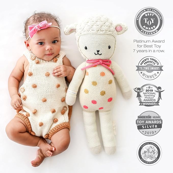 cuddle + kind Lucy The Lamb Regular 20" Hand-Knit Doll – 1 Doll = 10 Meals, Fair Trade, Heirloom Quality, Handcrafted in Peru, 100% Cotton Yarn
