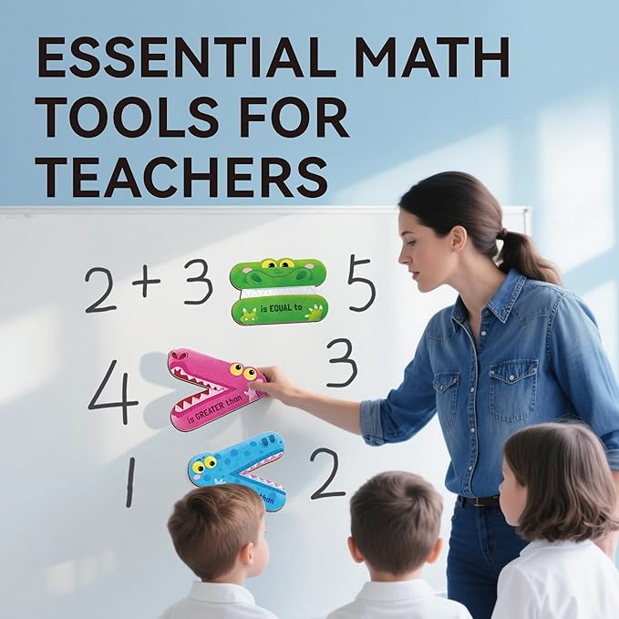 Dotimo Math Manipulatives 1st Grade, Magnetic Math Signs Jumbo Magnetic Symbols Set for Kids Ages 4-8, Greater Than/Less Than/Equal Signs, Homeschool Supplies