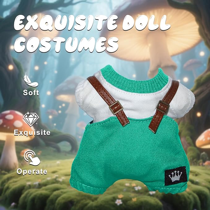 17cm Doll Clothes Set Premium Fashion Romper with Accessories Outfit Set for 17cm Dolls(NO Doll)(Colorful Shirt + Romper)