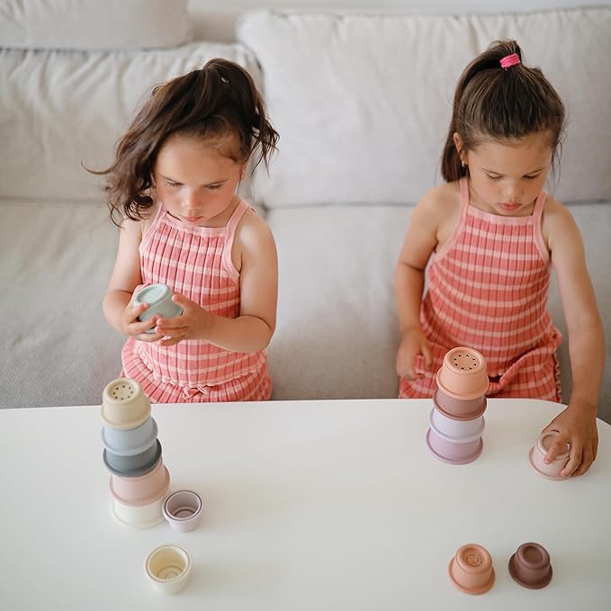 mushie Stacking Cups Toy 8pcs | Made in Denmark (Petal)