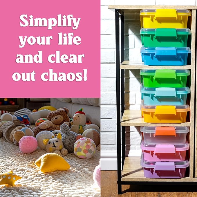 3 Pack,Empty Sensory Bin,13.5 Inch Storage Container,Portable Plastic Storage Bins, Stackable Play Tray for toys,arts,crafts and sand.
