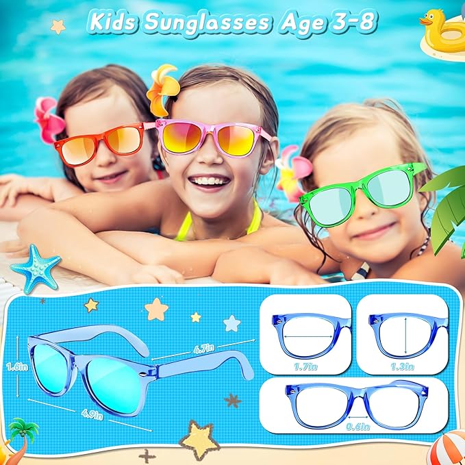 Kids Sunglasses Party Favors - Boys Girls Valentines Day Gifts, Neon Sunglasses with UV 400 Protection for Kids Classroom Favors Birthday Goodie Bags Stuffers - 16 Packs